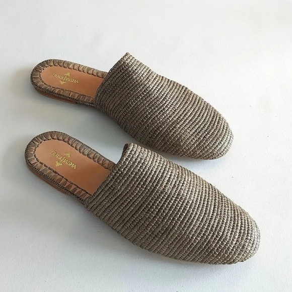 Bulibasha SLIP ON GRAY Women's Handmade Woven Mules Size 43